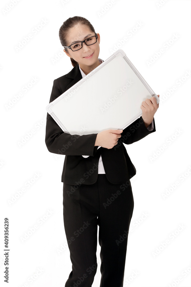 Business lady with white board