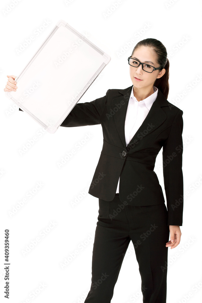 Business lady with white board