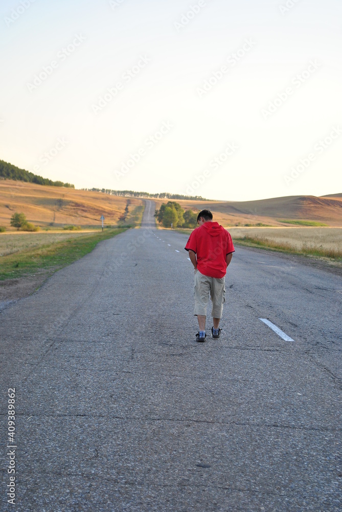 man and road