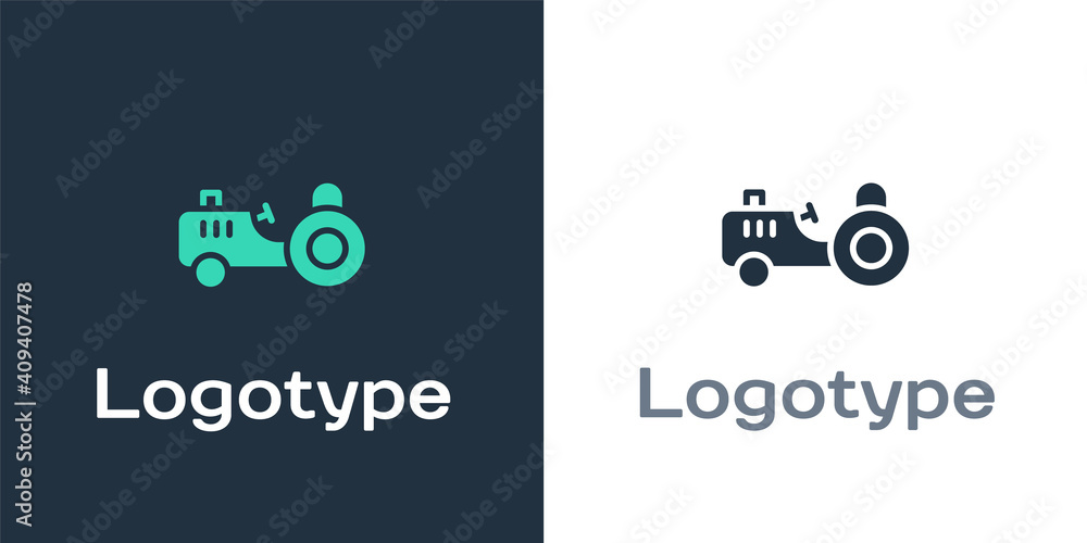 Logotype Tractor icon isolated on white background. Logo design template element. Vector.