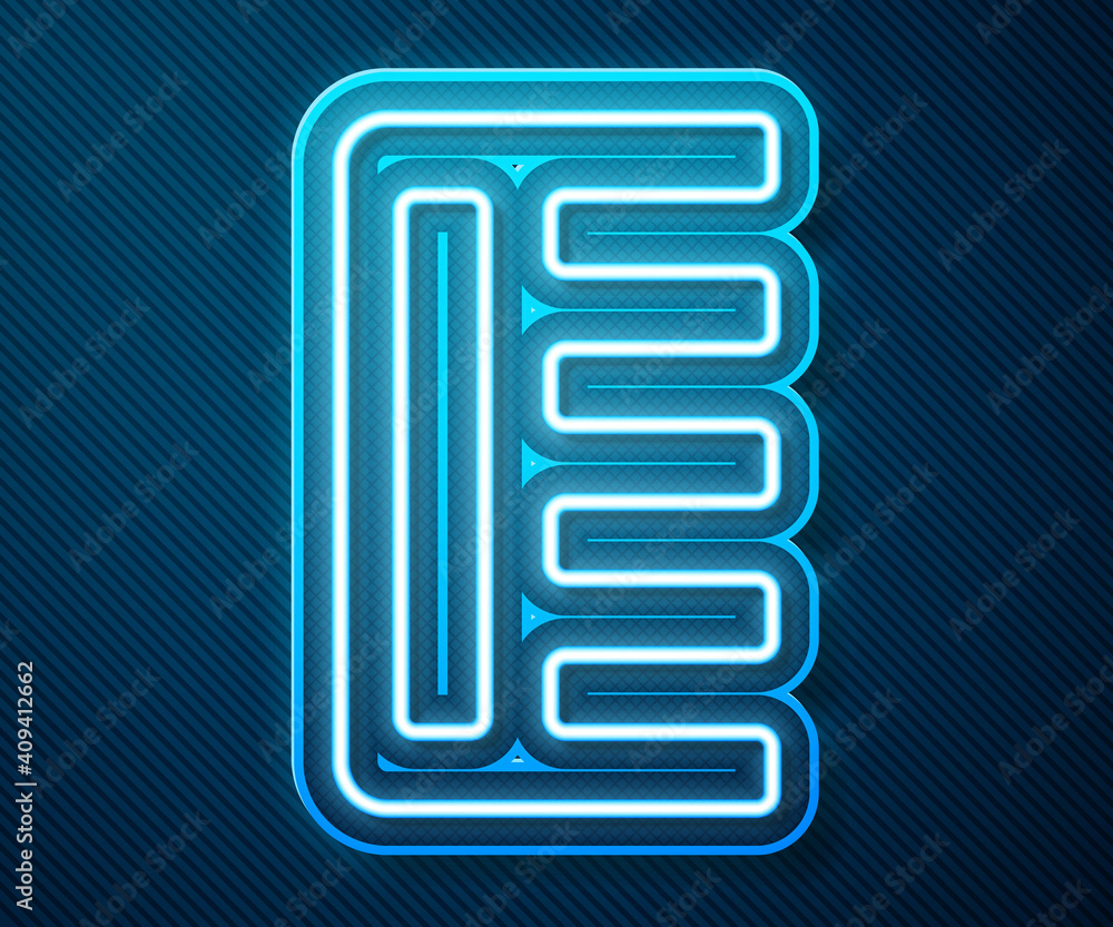 Glowing neon line Hairbrush icon isolated on blue background. Comb hair sign. Barber symbol. Vector.