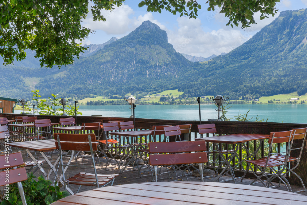 Terrace in Sankt Wolfgang with beautiful view am Austrian Wolfgangsee