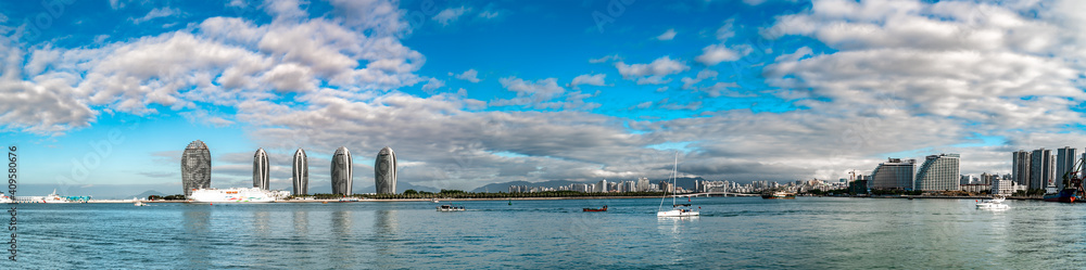 航拍海南岛风光和现代建筑景观