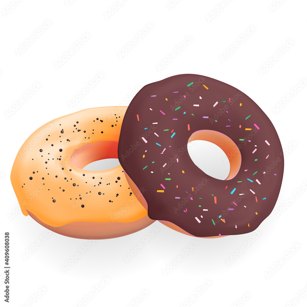 Realistic 3d sweet tasty donuts. Vector illustration EPS10