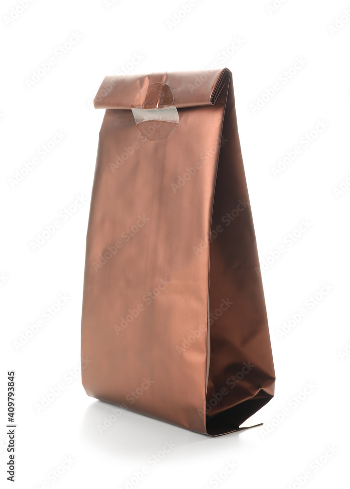 Blank paper bag on white background