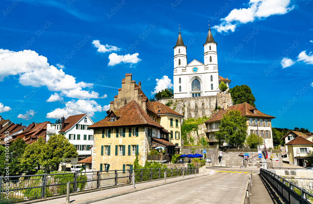 Aarburg Castle and church in Switzerland