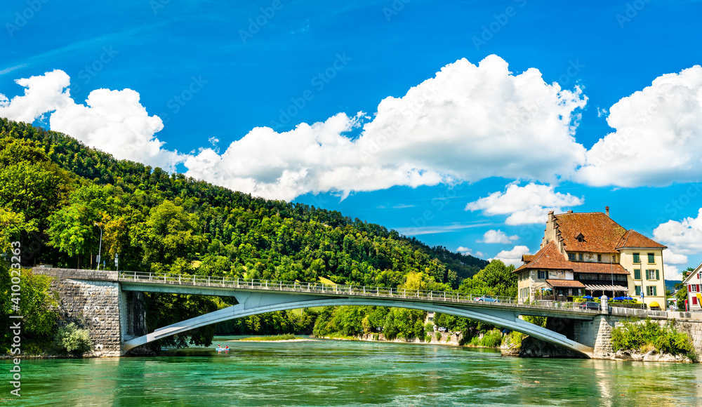 Bridge across the Aare river in Aarburg, Switzerland