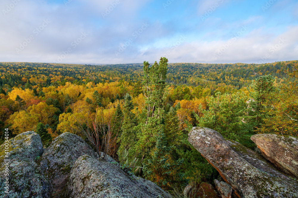 The beautiful autumn forests landscape of Lesser Khingan Mountains of China.