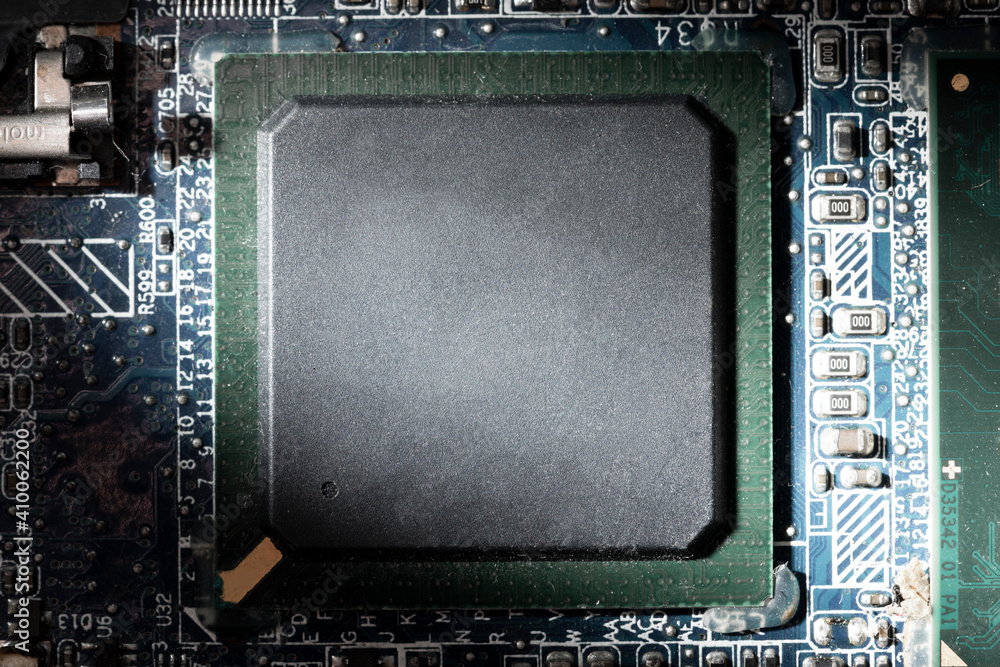 Computer CPU mockup motherboard closeup