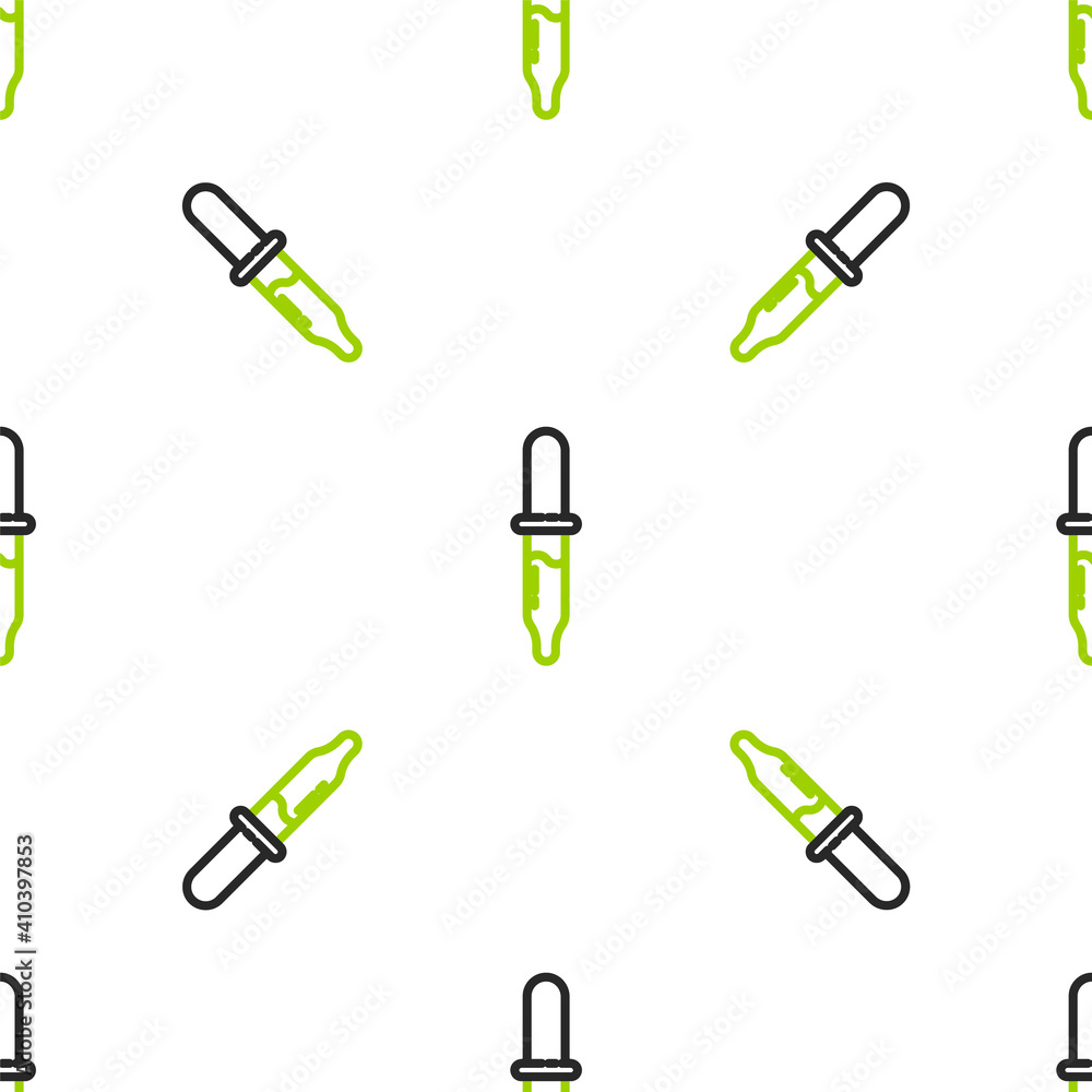 Line Pipette icon isolated seamless pattern on white background. Element of medical, chemistry lab e