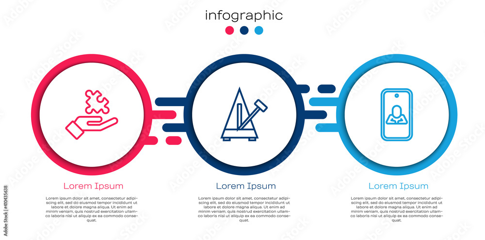 Set line Solution to the problem, Metronome with pendulum and Psychologist online. Business infograp