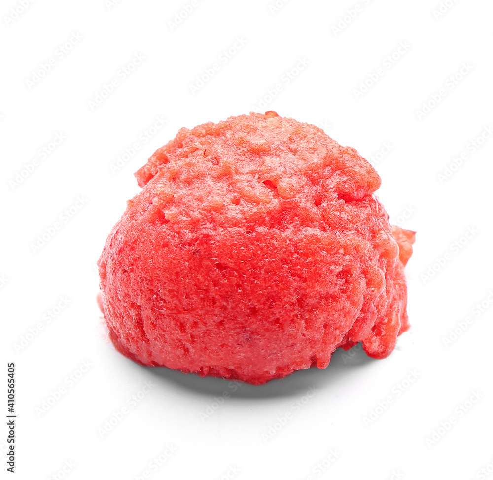 Tasty watermelon ice cream on white background