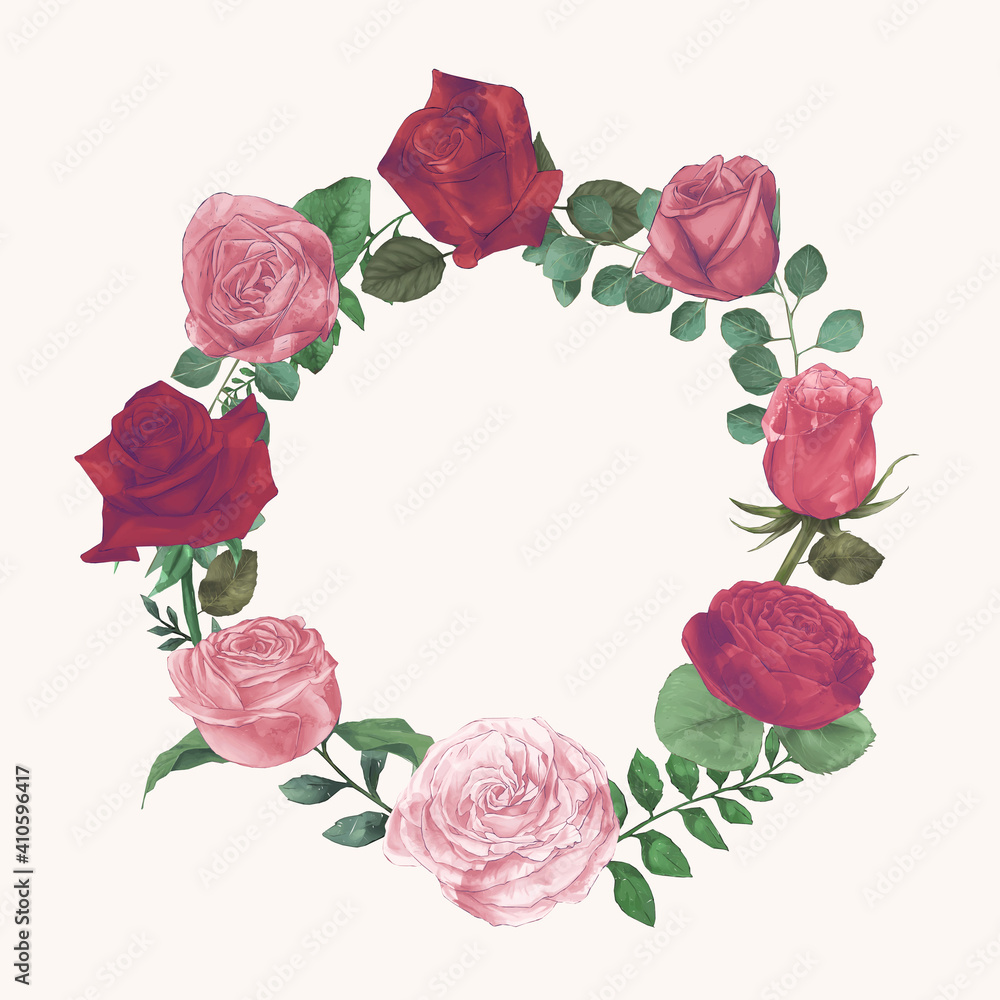 Illustration of roses isolated on white background