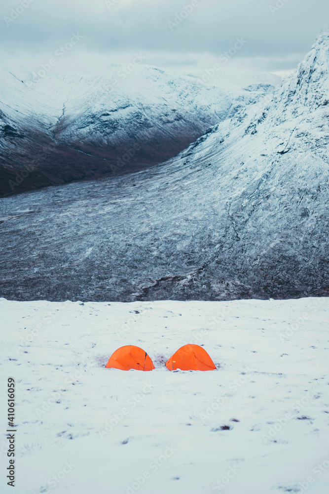 Camping in the snow