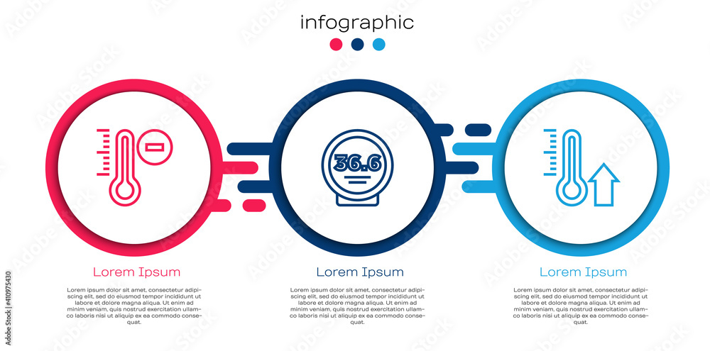 Set line Meteorology thermometer, Medical and . Business infographic template. Vector.