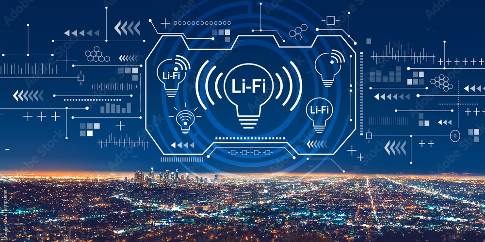 LiFi theme with downtown Los Angeles at night