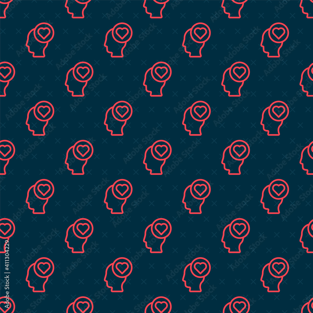 Red line Broken heart or divorce icon isolated seamless pattern on black background. Love symbol. Va