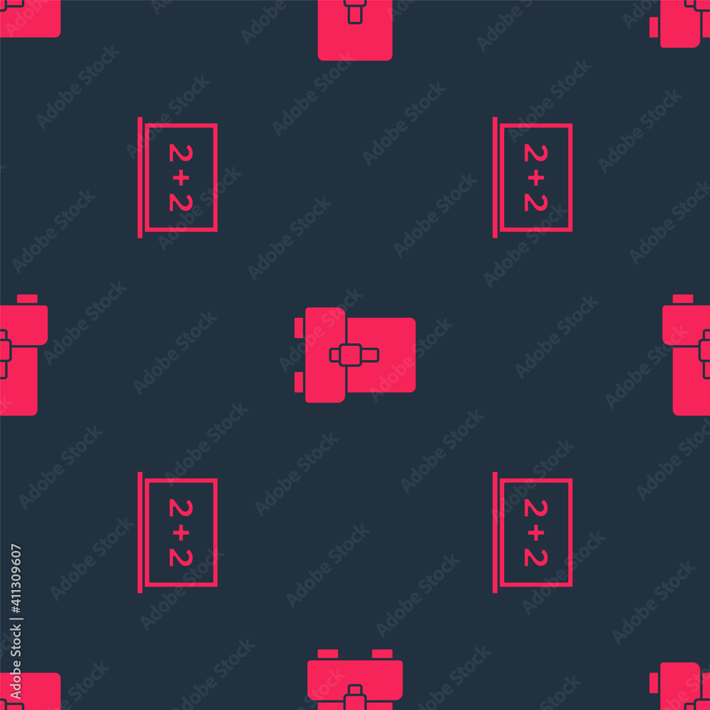 Set Chalkboard and School backpack on seamless pattern. Vector.