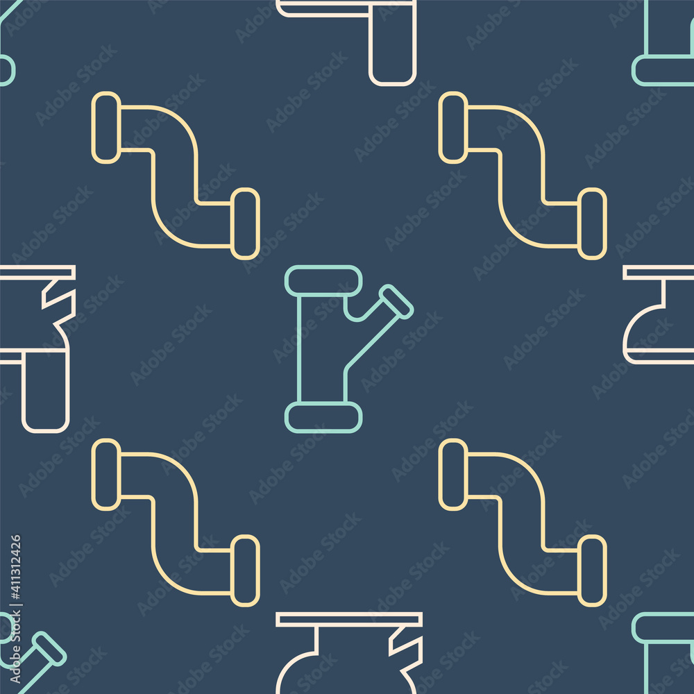 Set line Toilet bowl, Industry metallic pipe and Industry metallic pipe on seamless pattern. Vector.