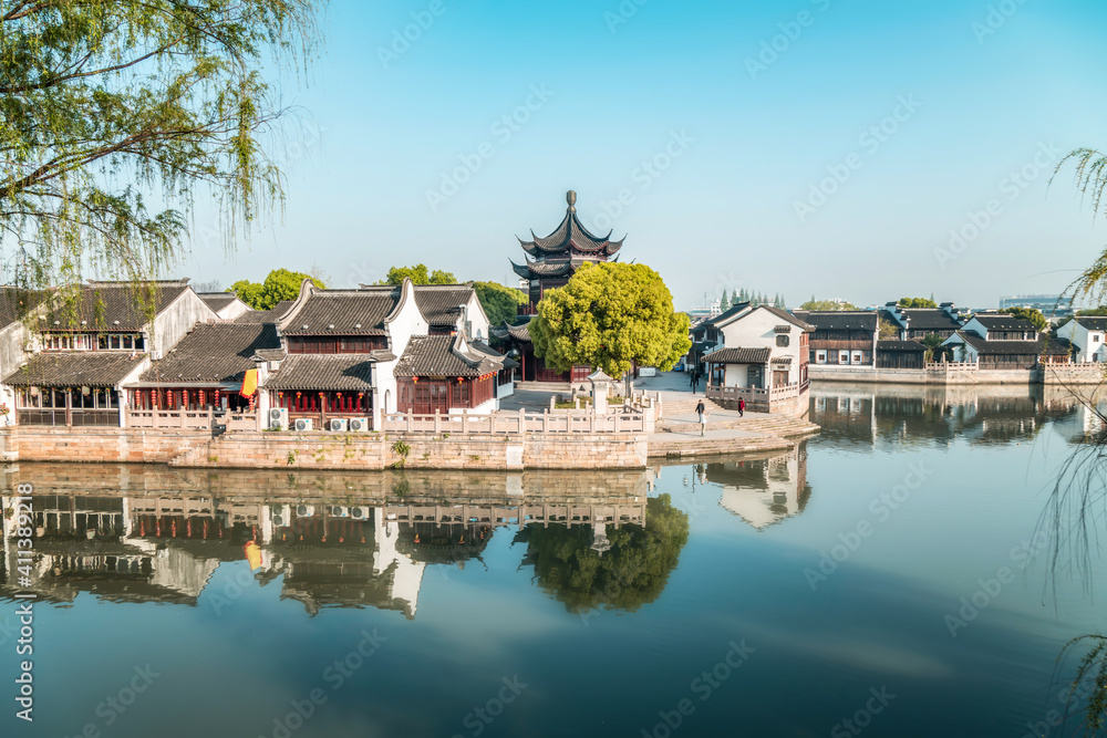 Street view of old buildings in Suzhou ancient town