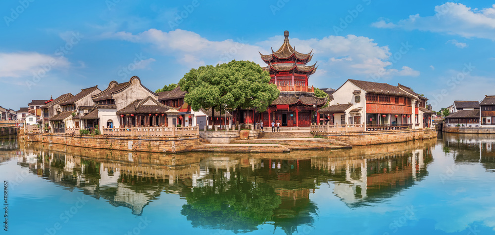 Street view of old buildings in Suzhou ancient town