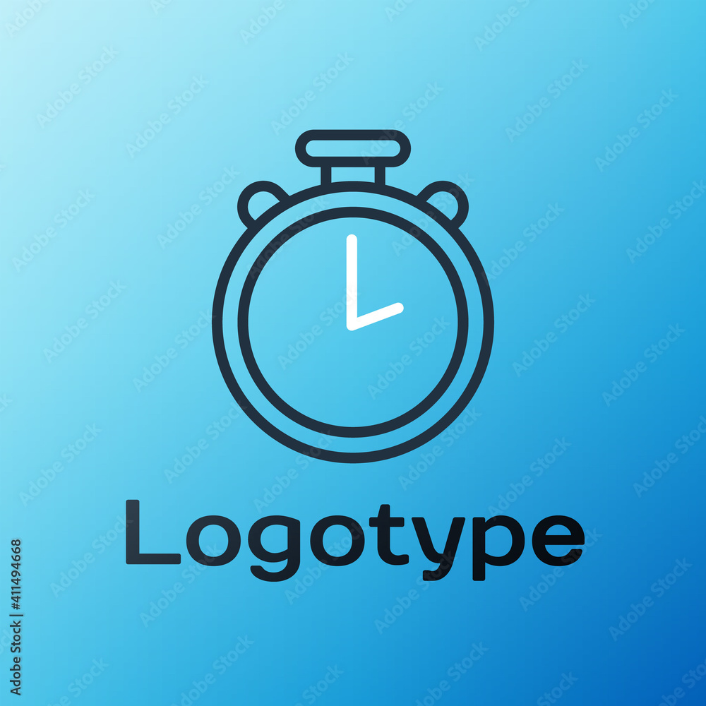 Line Stopwatch icon isolated on blue background. Time timer sign. Chronometer sign. Colorful outline