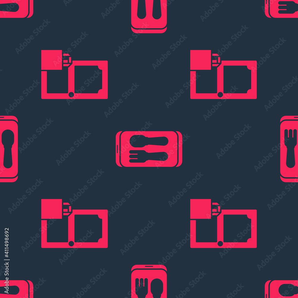 Set Online ordering and delivery and Online ordering and delivery on seamless pattern. Vector.