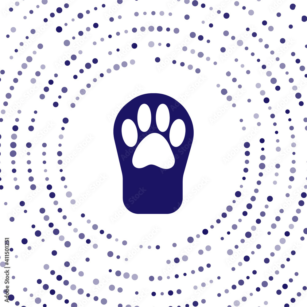 Blue Paw print icon isolated on white background. Dog or cat paw print. Animal track. Abstract circl