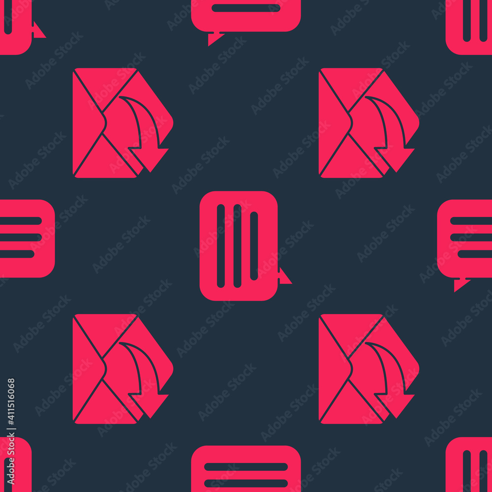 Set Outgoing mail and Speech bubble chat on seamless pattern. Vector.