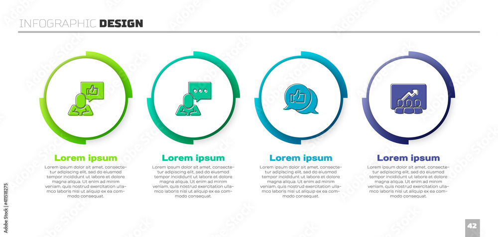 Set Hand like，Speech bubble chat，and Project team base.Business infographic template.Vector（设置手动、语音气