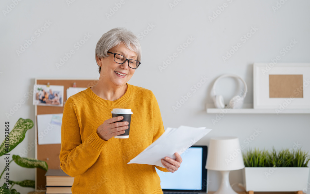 woman working in home office