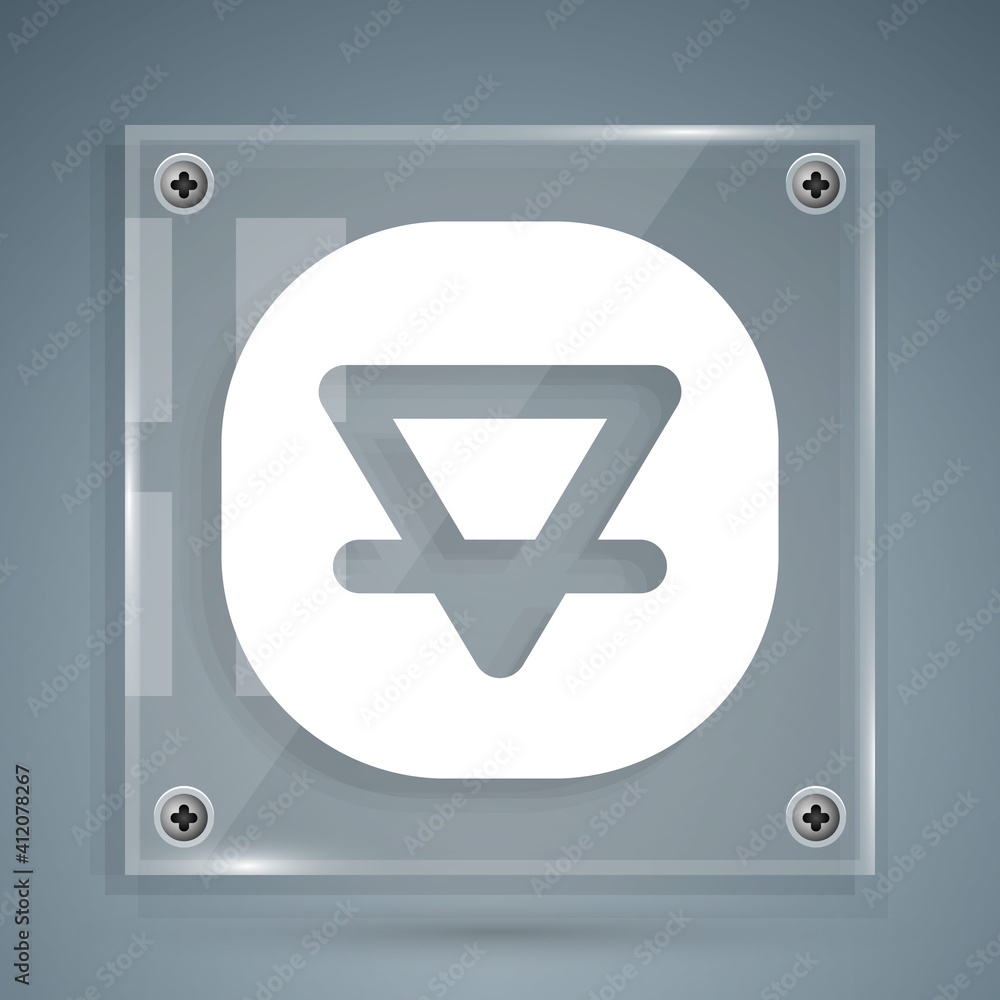 White Earth element of the symbol alchemy icon isolated on grey background. Basic mystic elements. S