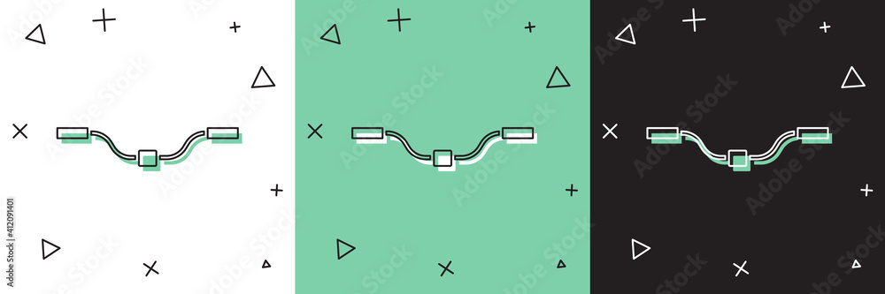 Set Bicycle handlebar icon isolated on white and green, black background. Vector.