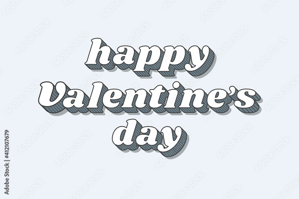 Happy valentine's day funky bold calligraphy illustration vector