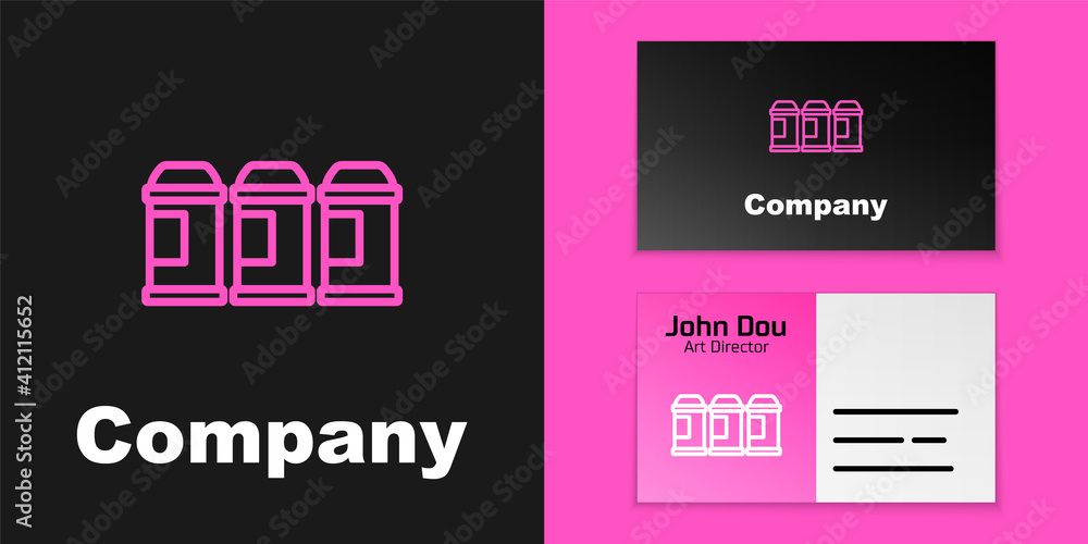 Pink line Paint spray can icon isolated on black background. Logo design template element. Vector.