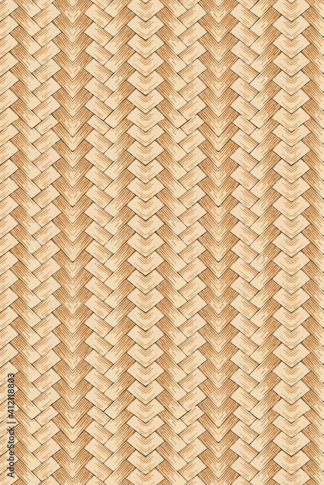 Traditional Japanese bamboo weave pattern vector, remix of artwork by Watanabe Seitei