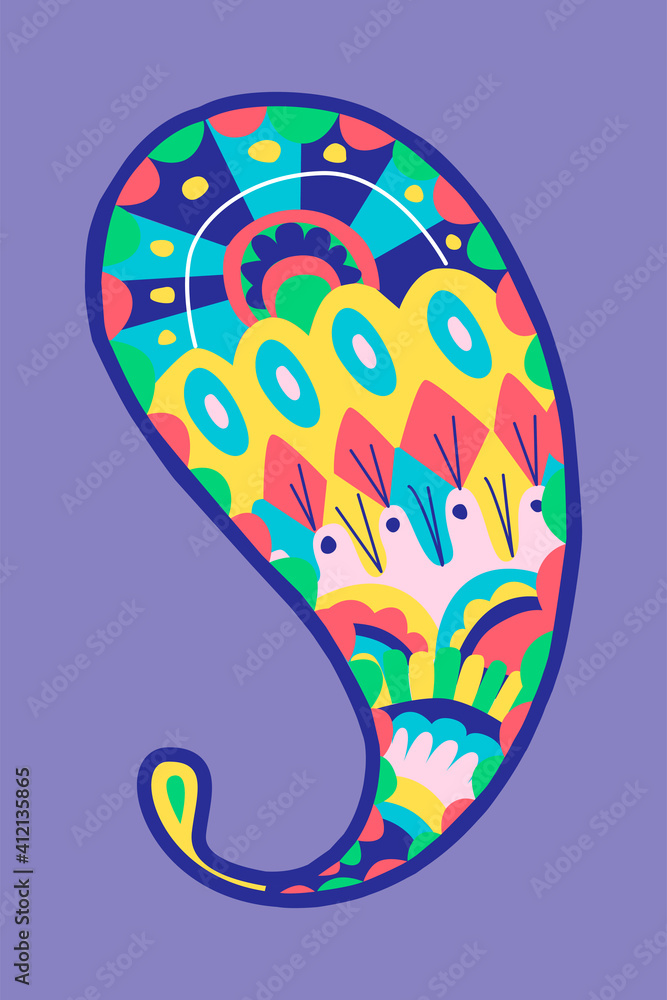 Colorful Indian paisley ornamental vector