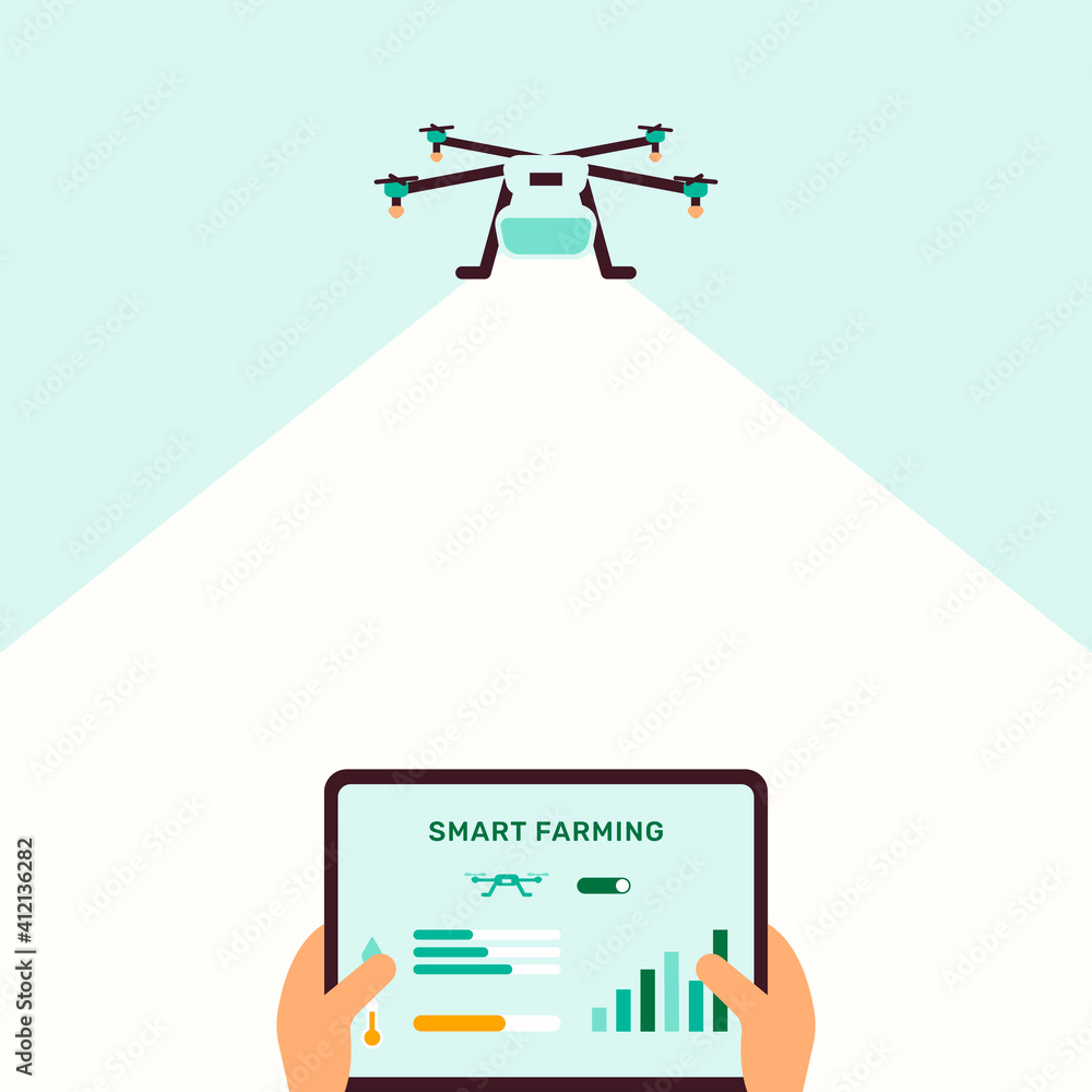 农业无人机矢量智能农业社交媒体背景