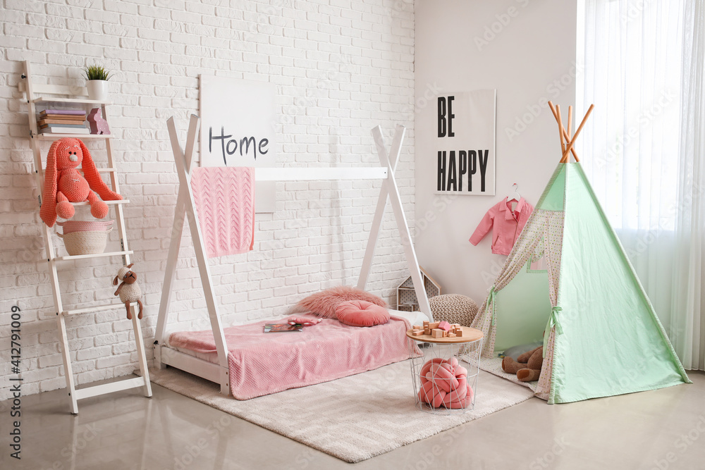 Stylish interior of modern childrens room