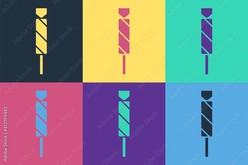 Pop art Candy icon isolated on color background. Vector.