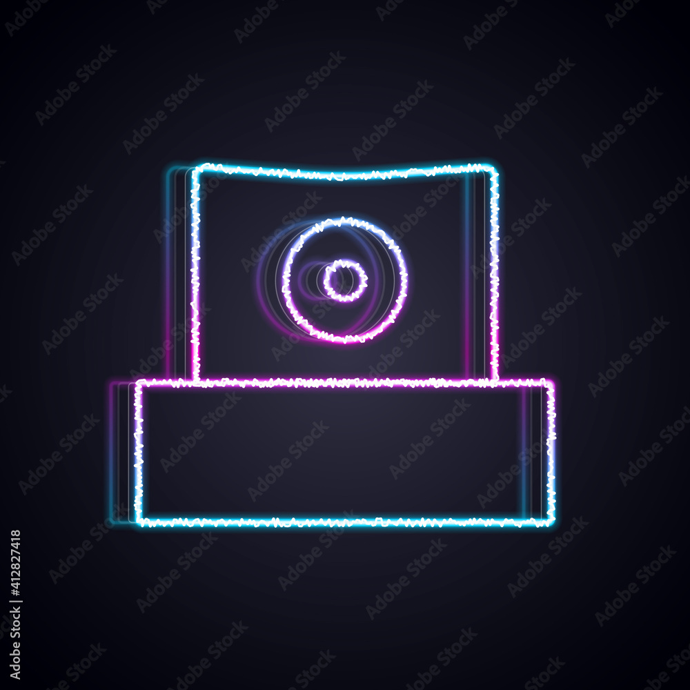 Glowing neon line Spray can nozzle cap icon isolated on black background. Vector.