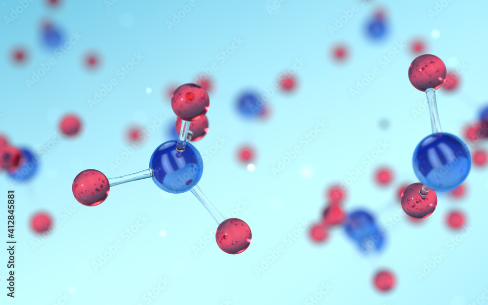 分子结构、生物技术概念、三维渲染。