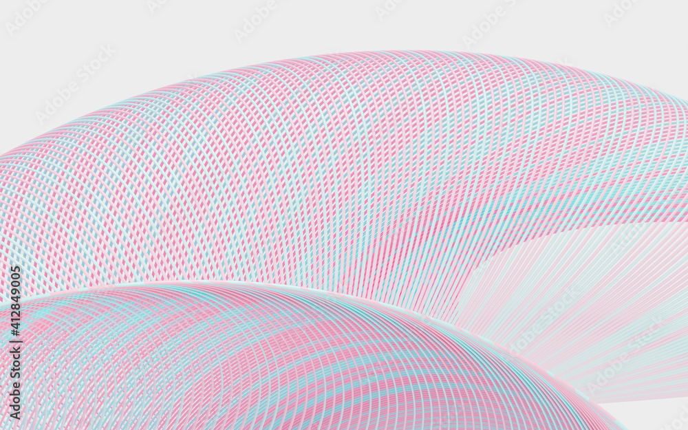 Wavy lines pattern background, curve structure, 3d rendering.