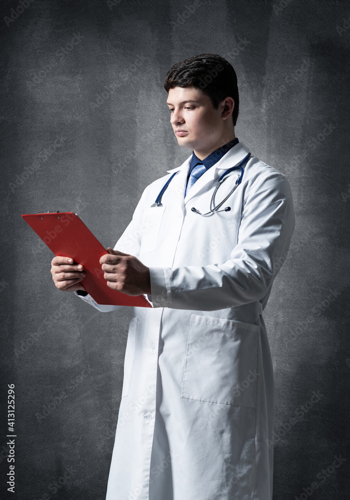 Doctor with tablet for documents