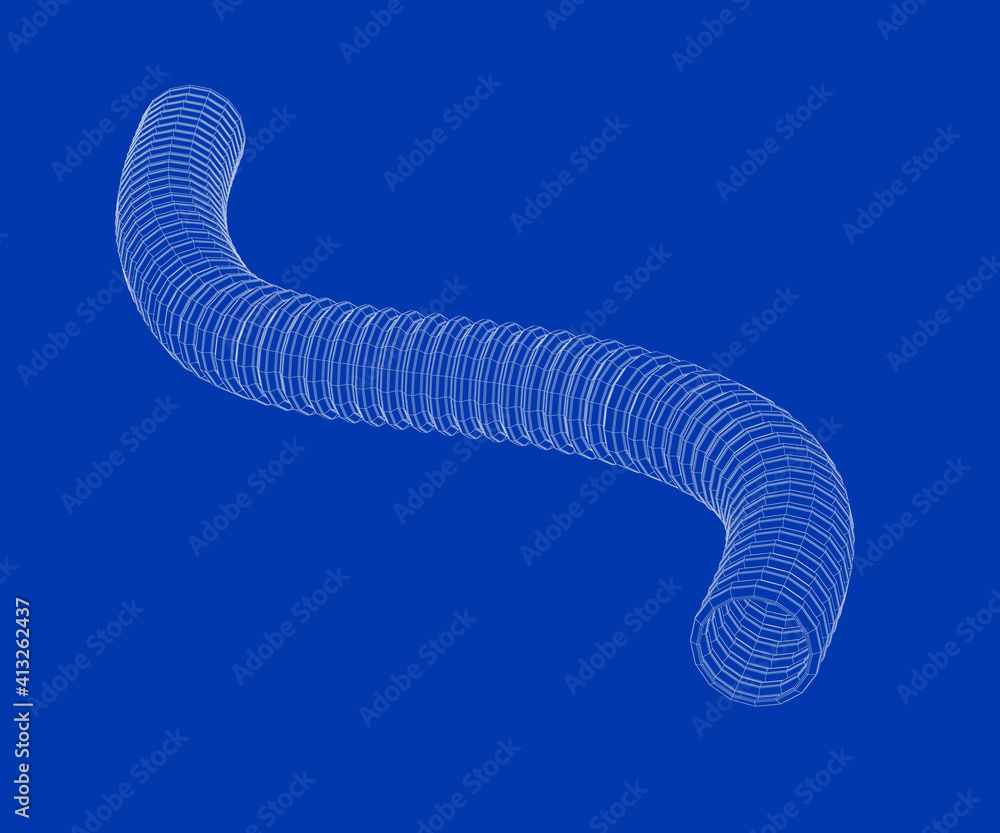 3D wire-frame model of corrugated pipe