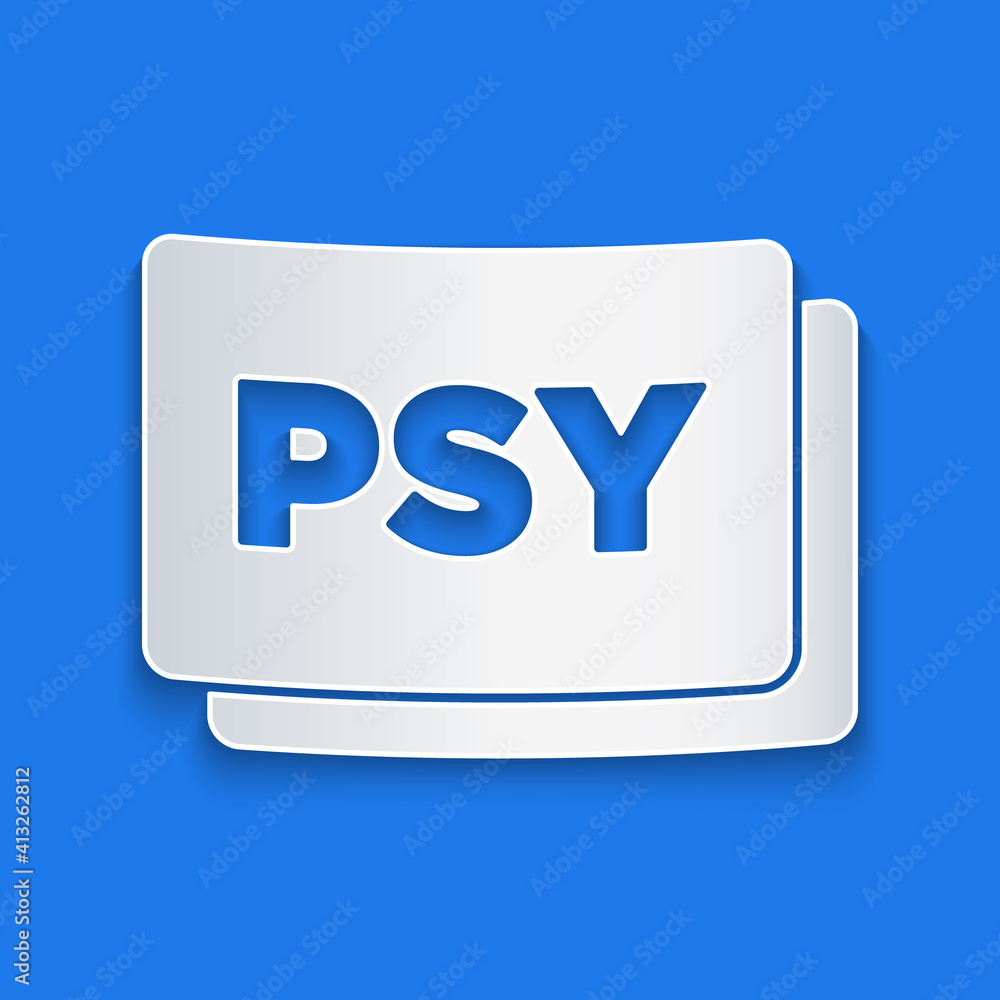 Paper cut Psychology icon isolated on blue background. Psi symbol. Mental health concept, psychoanal