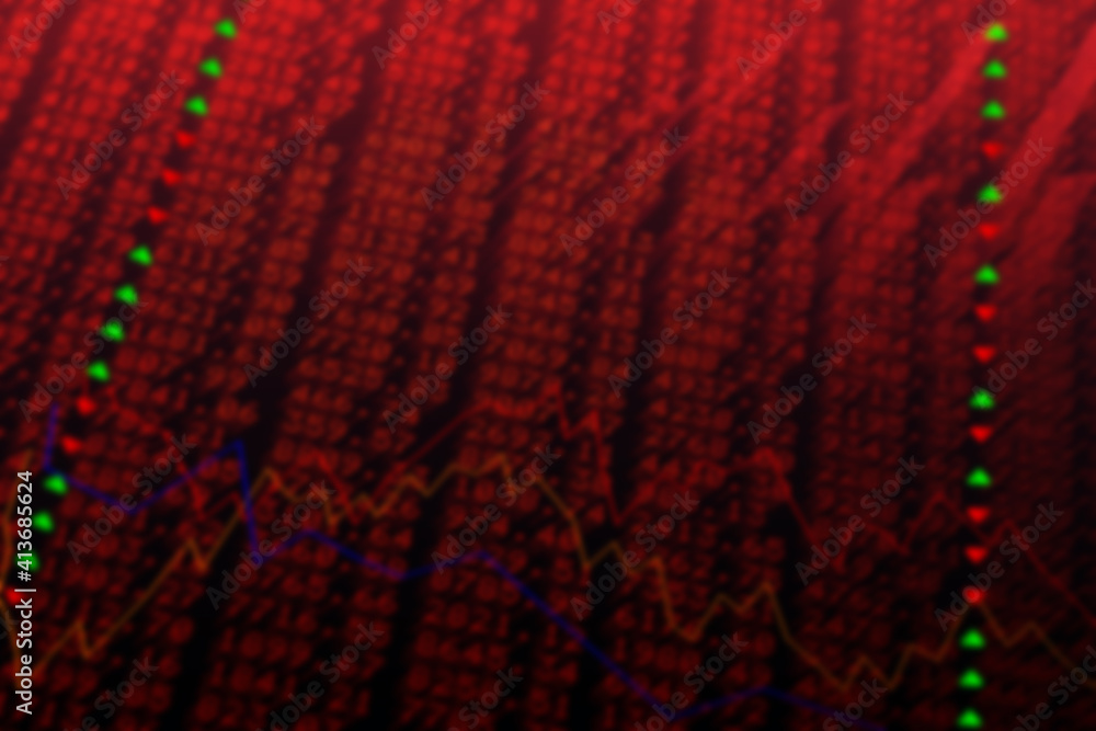 Abstract illustration of financial data processing against red background