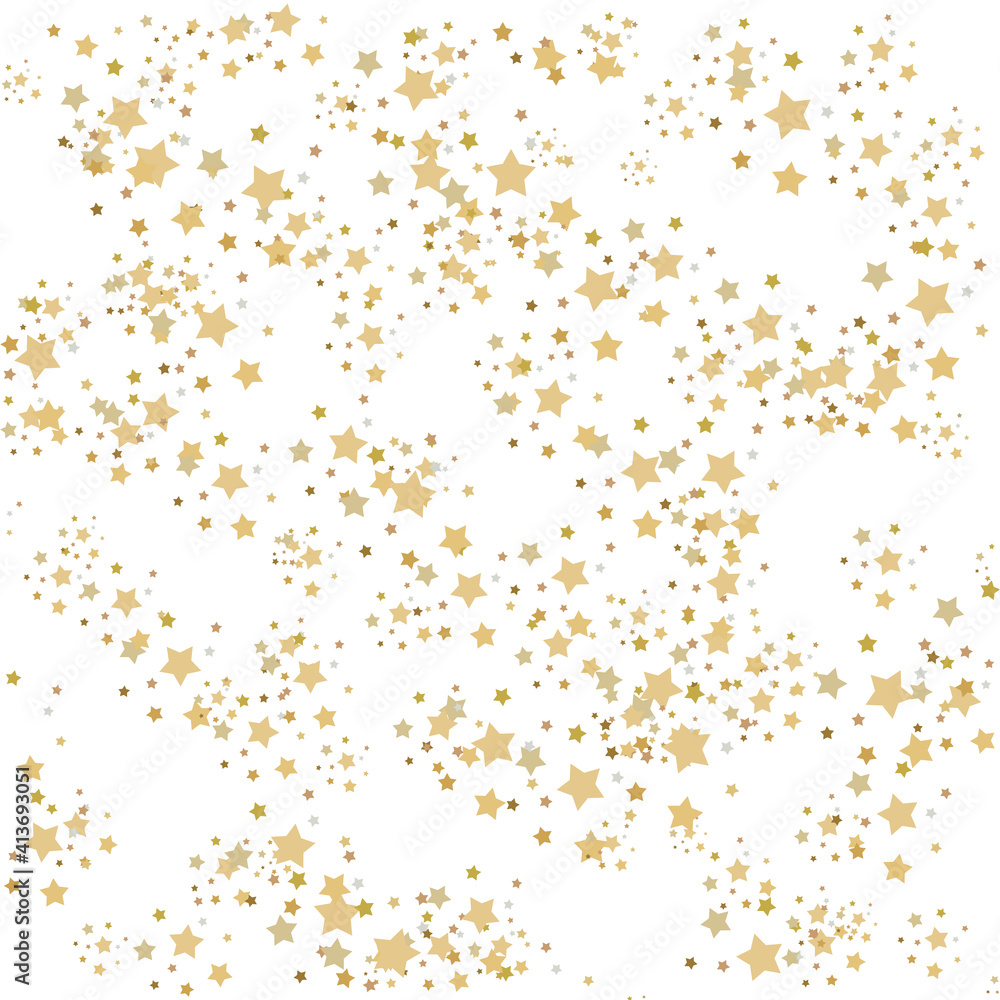 Multiple gold and silver stars arranged on white background