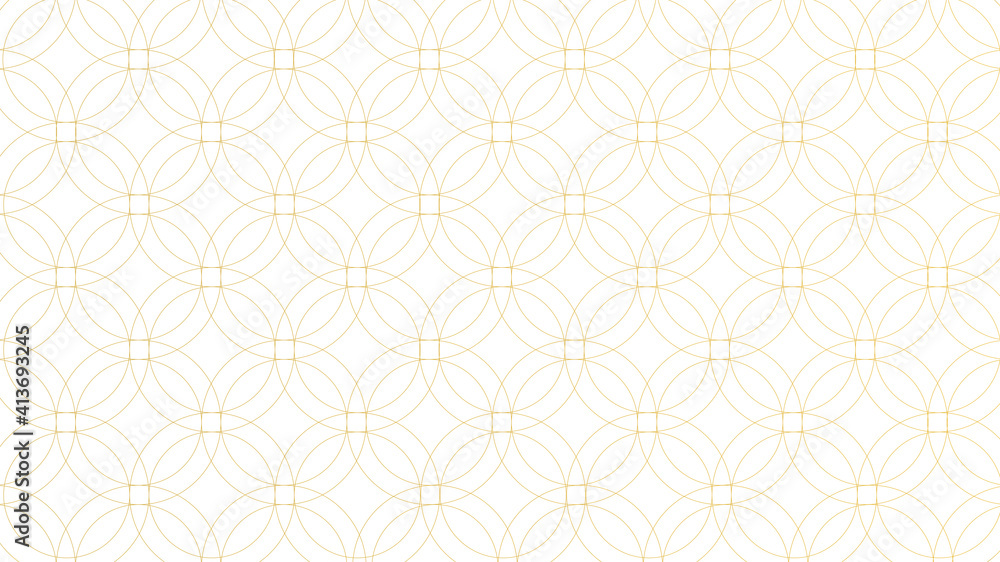 Multiple geometric yellow circles in rows on white background