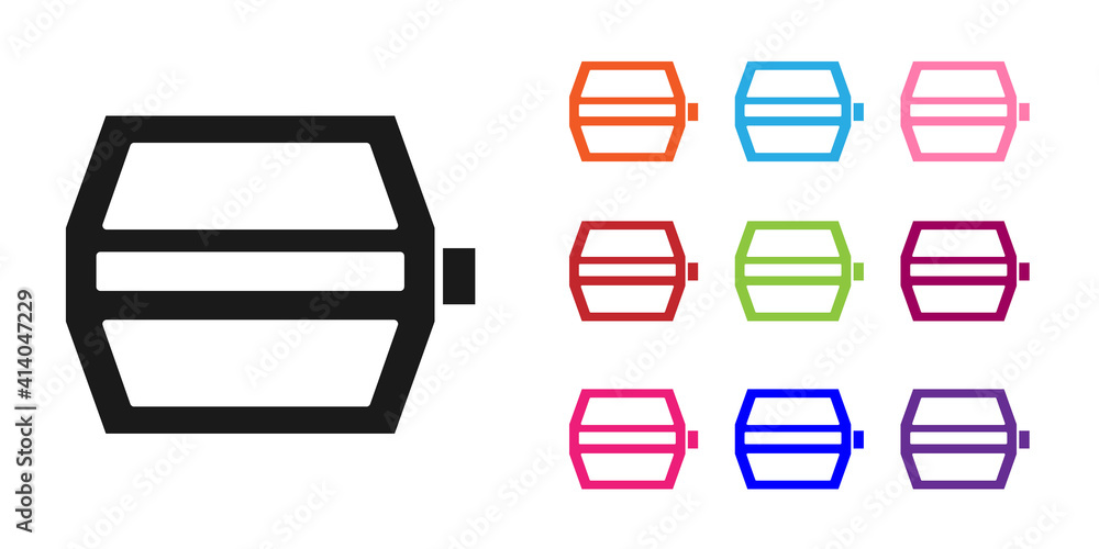 黑色自行车踏板图标隔离在白色背景上。将图标设置为彩色。矢量。